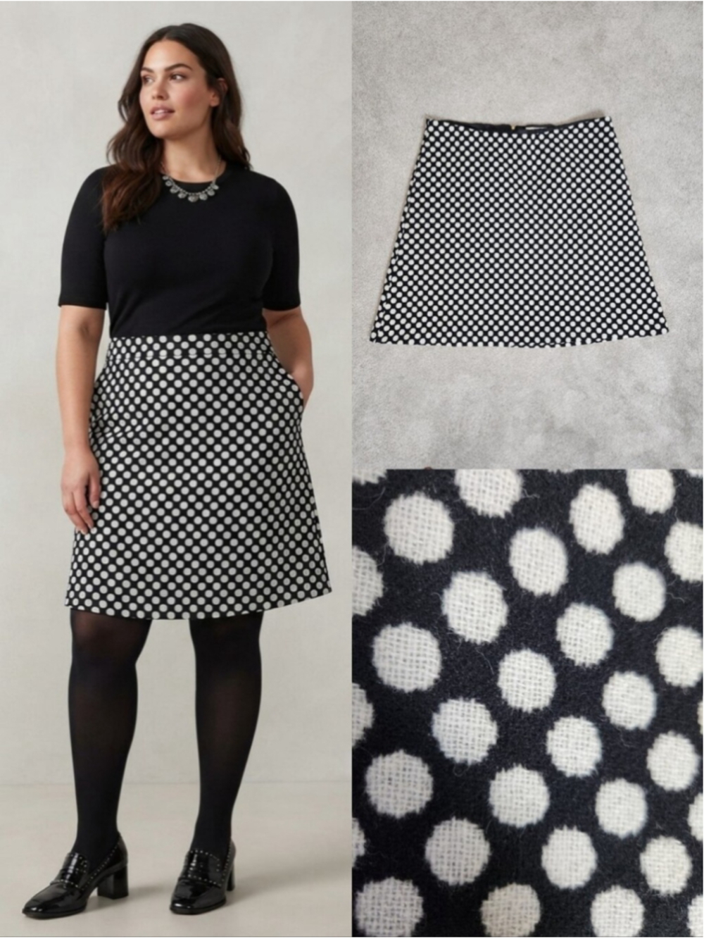 Boden Polka Dot Wool Blend Skirt Sz 18 Professional Workwear Academia Preppy